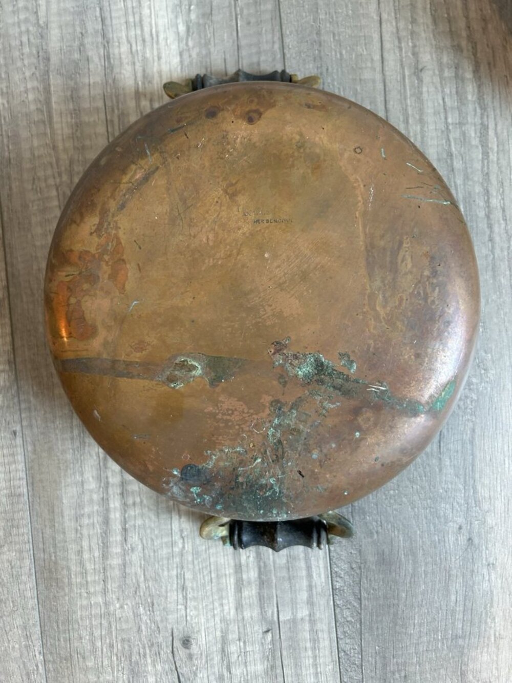 Vintage Manning Bowman Copper Pan Lid Handles Rustic Patina AS IS Cottagecore - Picture 3 of 16
